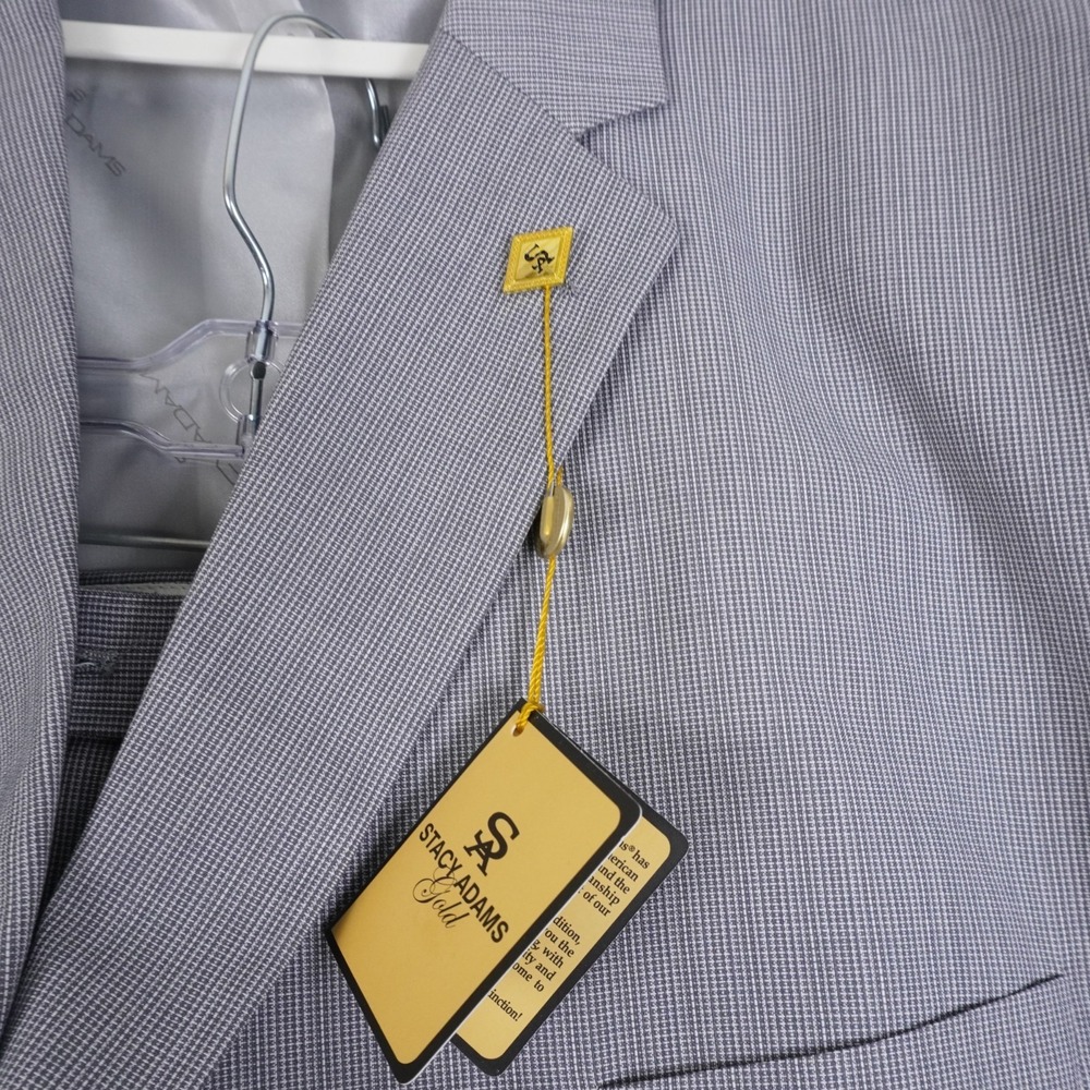 Stacy Adams Gold Mens Designer Gray Two Piece Suit 56R Pants 52 NWT $219 - Picture 4 of 16